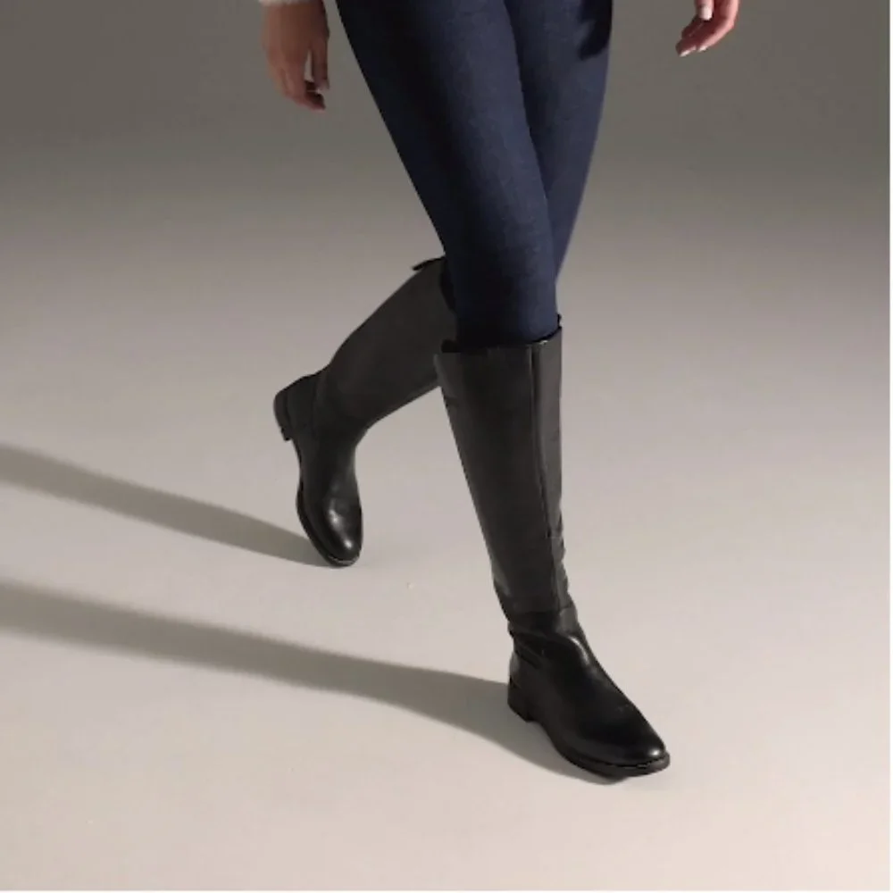 Franco Sarto Knee High Riding Boot Size 6 Wide Black MSRP $250 NWOB
